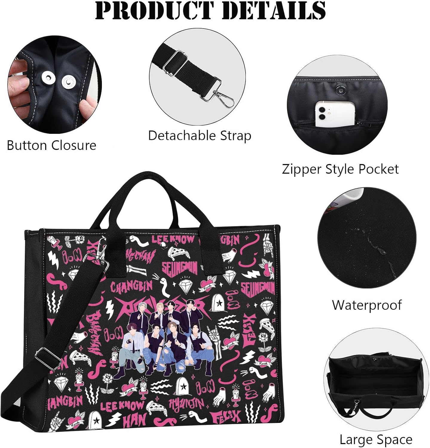 JNIAP Korean Group Stay Tote Bag Korean Group Stay Tote Bag Korean Band Gifts Stay Merchandise Korean Music Shoulder Bag