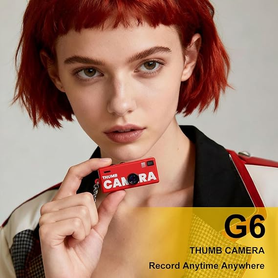 CHANGYUE Portable G6 Thumb Camera, 1080P Mini Keychain Camera HD Video Recorder, Portable Camcorder Backpack Charm with 0.96 LCD, 130° Wide Angle Gift FOR Girl Boy (Red)