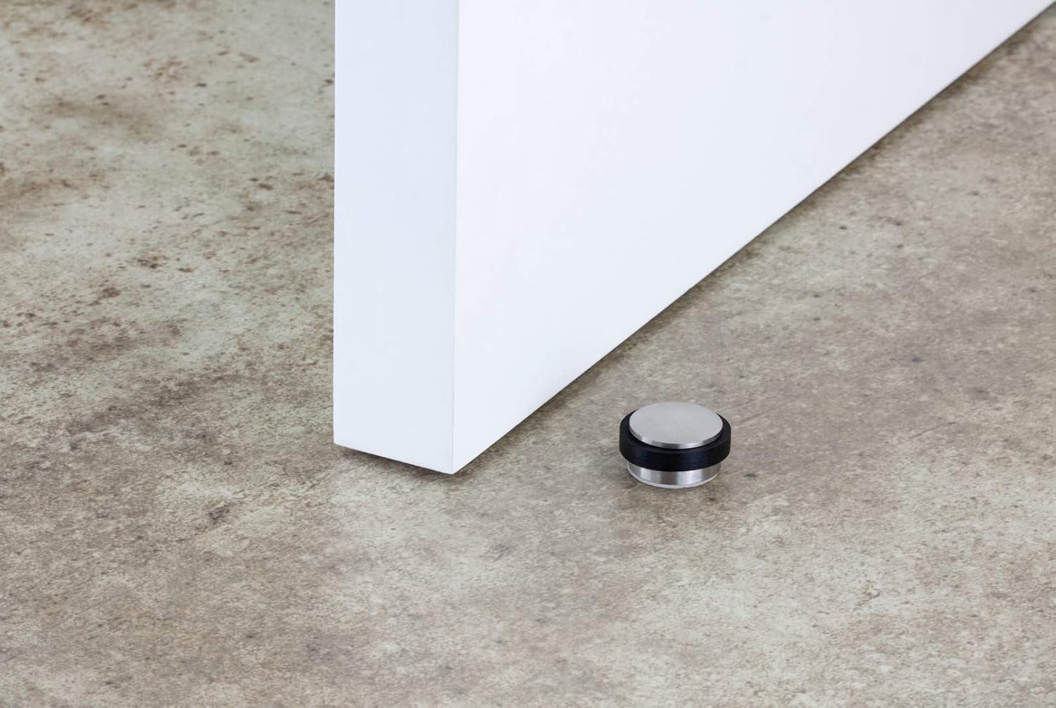 EVI|Adhesive Door Stop| Stainless Steel with Black Rubber|High Resistance