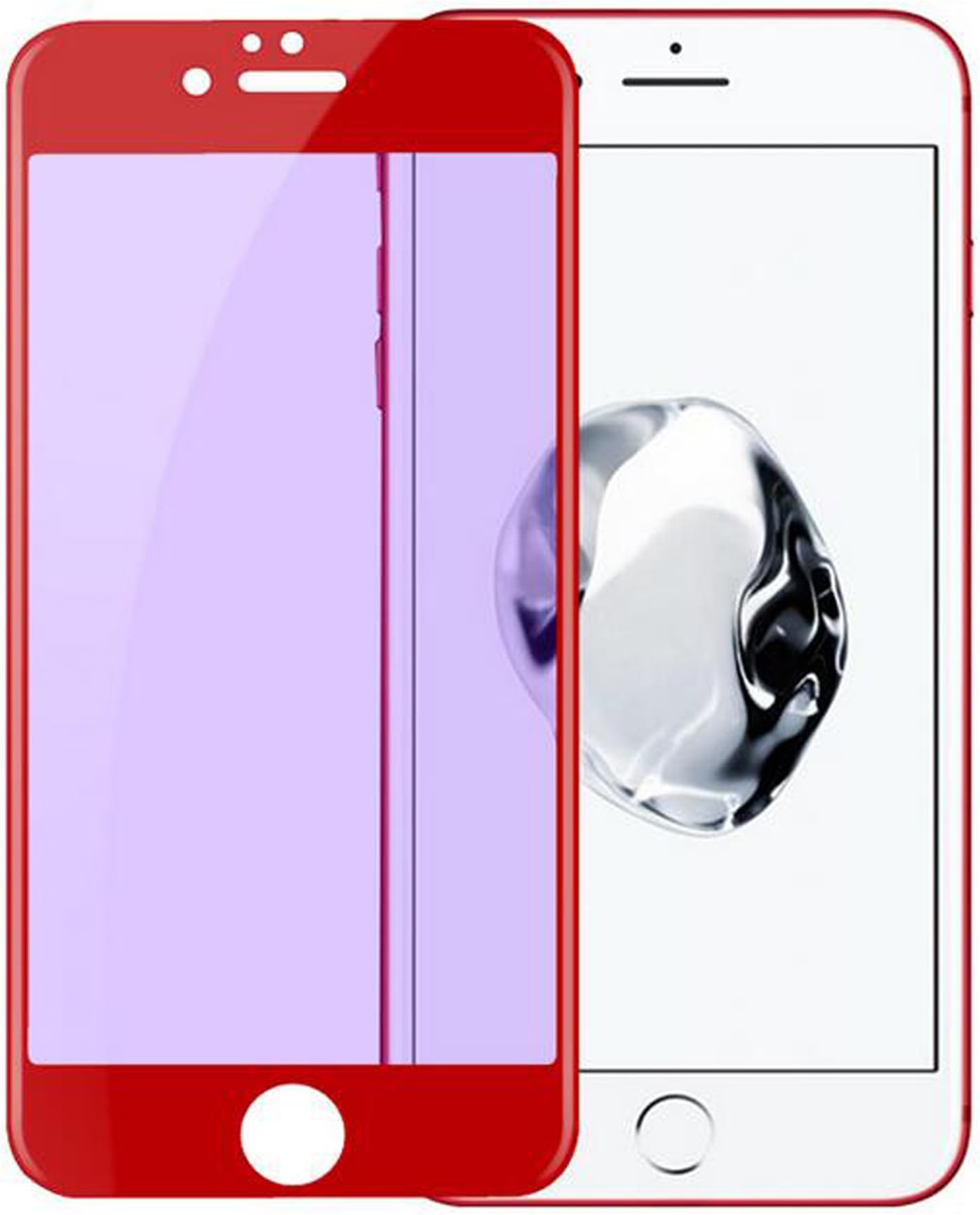 iPhone 6 6s Anti Blue Light Full Screen Protector, XINRD 3D Carbon Fibre Soft Edge Tempered Glass 9H Hardness Scratch resistant Protective Film for Apple 6/6s 4.7" Red