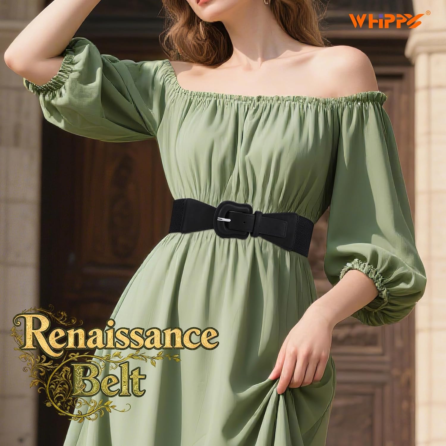WHIPPY Women Wide Elastic Belt Ladies Stretch Dress Belt Vintage Waistband Thick Belt with Interlock Leather Buckle