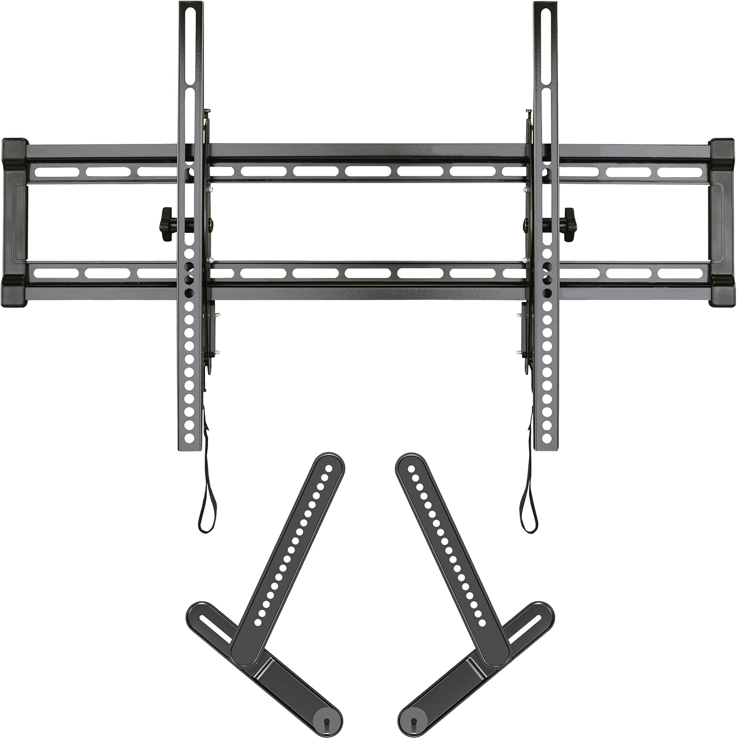 SANUS Universal Low Profile Tilt TV Mount for 37"-80" TVs & SANUS Soundbar TV Mount - Easy Install & Tool Free Adjustments