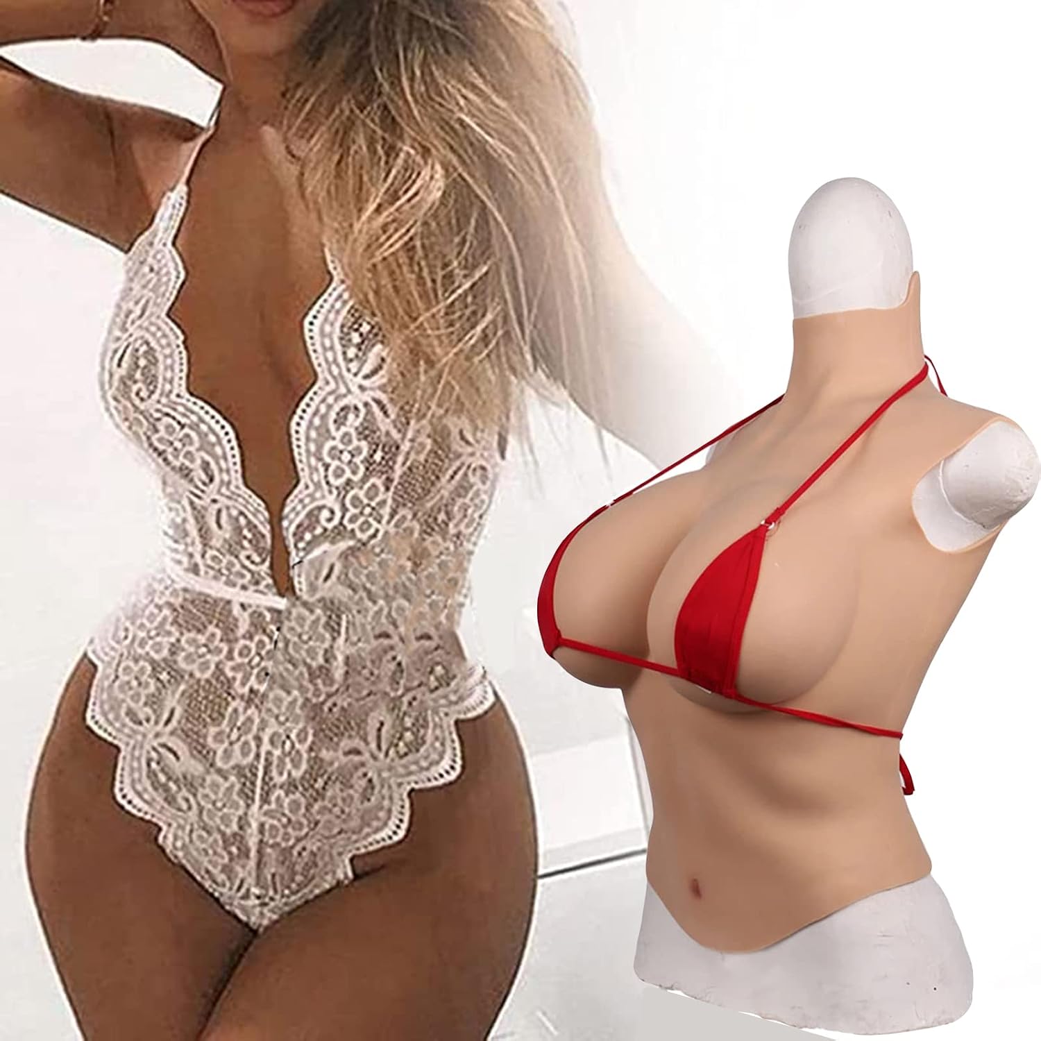 Silicone Filled Breast Forms Half Body Breastplate G Cup Fake Boobs Enhancer for Crossdressers Drag Queen Transgender