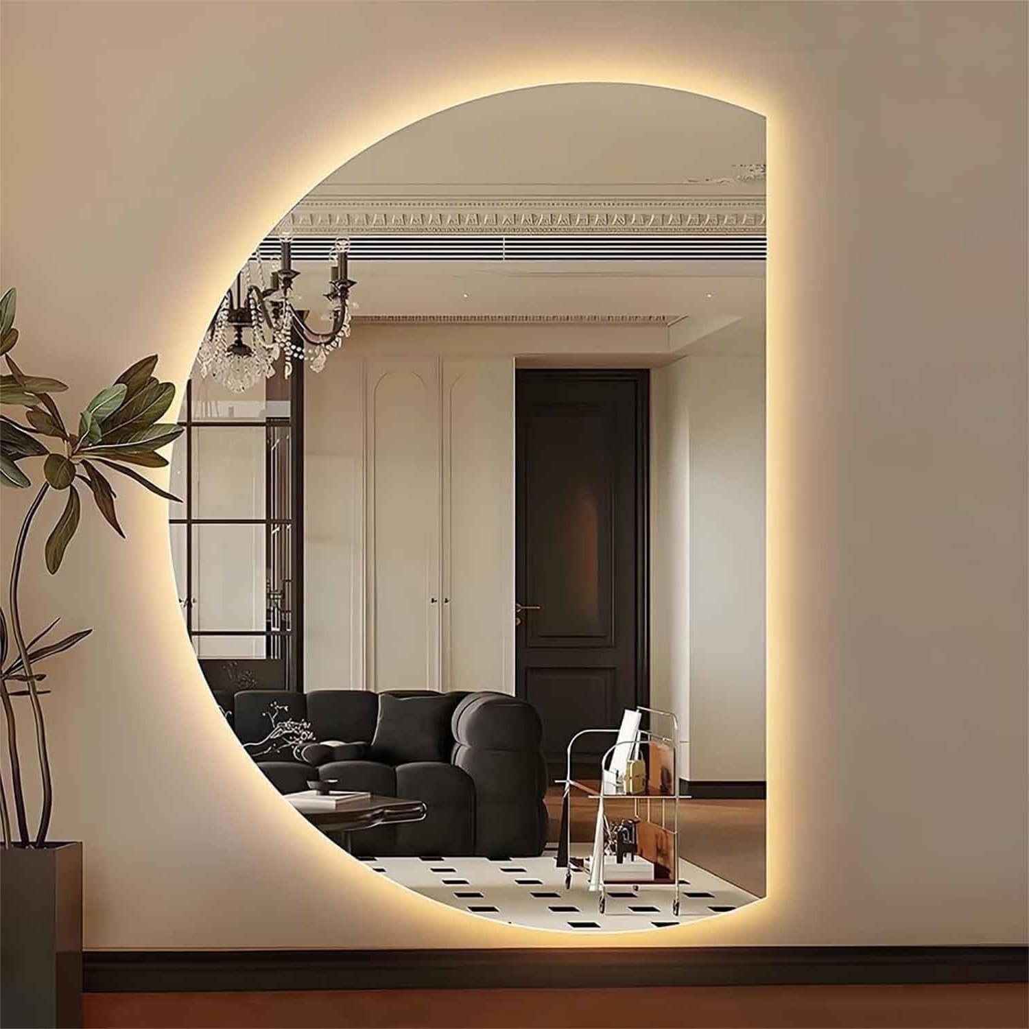 FGXHHS Backlit Illuminated Wall Mirror with Dimmable LED Lighting, Fogless Design for Bathroom and Makeup Application