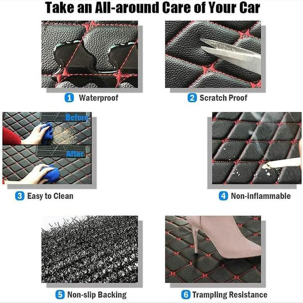 TREGOO Customized Personalized Car Mats - All Weather Men's and Women's Floor mats Suitable for 97% of Vehicles Pads Protection Non-Slip Leather Floor mats (Yellow)