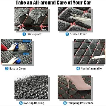 TREGOO All Weather Custom Car Mats Fit for 1996-2025 Honda Civic Coupe/Sedan/Type R/Insight/Hatchback, Front & 2nd Row, Luxury car Floor mats (red)