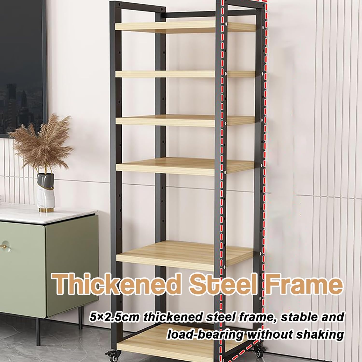 5/6/7/8 Tier Media Storage Cabinet, AV Media Stand Audio Video Media Stand Record Player Stand, Modern AV Cabinet Audio Rack Stereo Components Rack for Entertainment Stereo,Walnut,8 Tier W 21.6