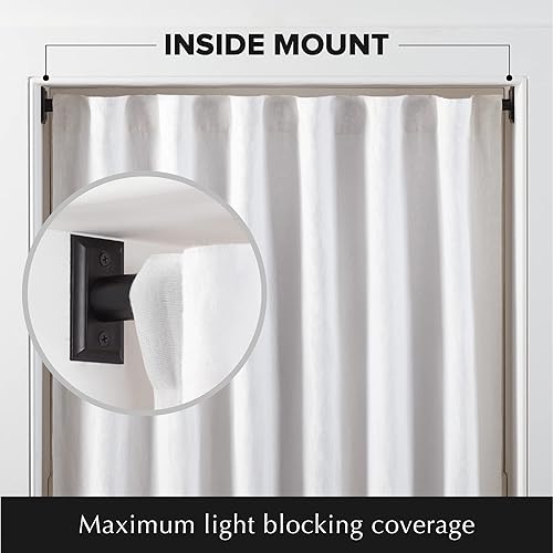 Miniatura 4 de MODE Room Darkening Collection - Juego de cortineros opacos de 1 pulgada de diámetro con barra de cortina ajustable de acero montado en la pared,