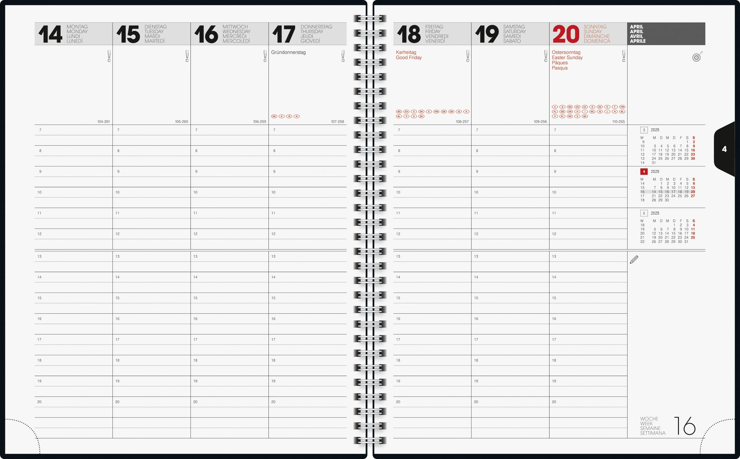 BRUNNEN Book Calendar Model Manager Wt 7 Weektimer (2025), 2 Pages = 1 Week, 210 × 260 mm, 160 Pages, Soft Cover, Grey - Image 2