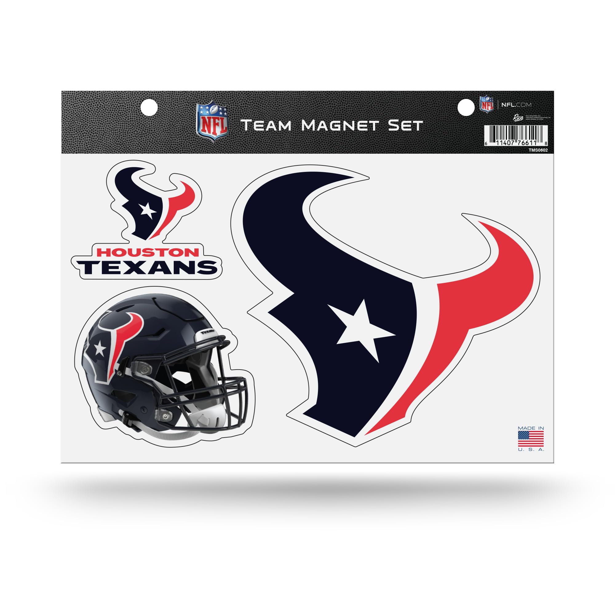 Rico Industries NFL Football Houston Texans 3 Piece Team Magnet Set 8.5