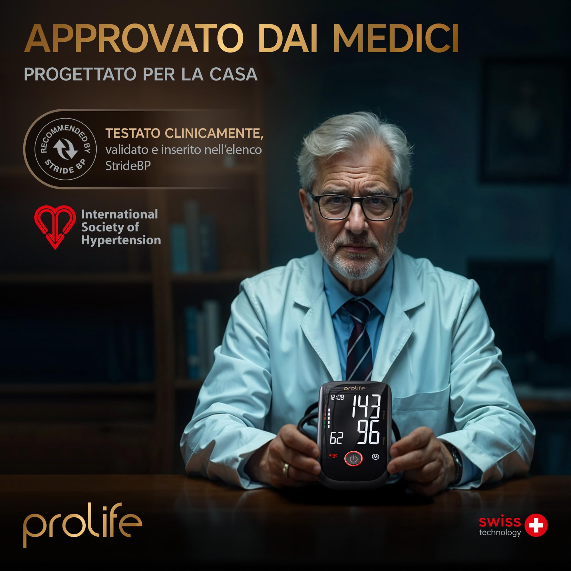Prolife PX7 Premium Tensiómetro de Brazo Digital con Tecnología AFib Smart, Medidor de Tensión Arterial Bluetooth Homologado con Manguito