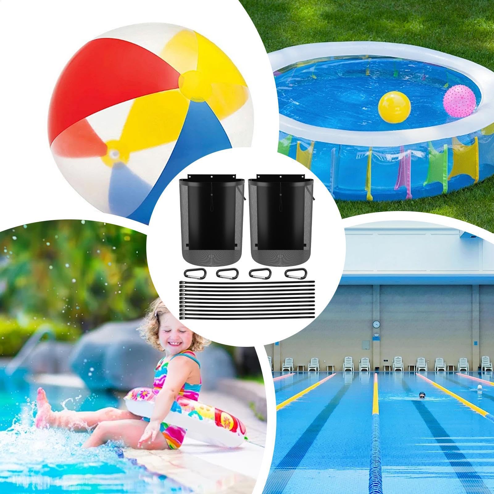 Net de Stockage de Piscine, Filet pour Les de Piscine Ensemble de 2 Sacs en