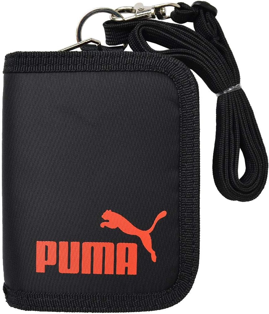 財布 PUMA プーマ 二つ折り ストラップ付き 斜めがけ 首掛け 紐付き PM242 小学生 バリバリ財布 マジックテープ キッズ