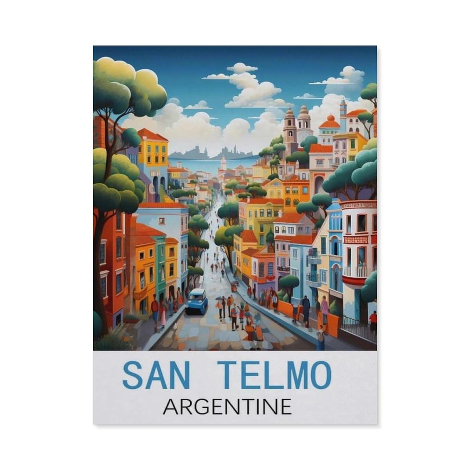 DIY Diamond Art Kits，San Telmo Argentina ,Full Drill Round Rhinestone Diamond Art Painting Accessories, Cross Stitch Embroidery Canvas for Crafts Home Wall Decor（40 x 50 cm/15.74 x 19.68 inches）-CP1