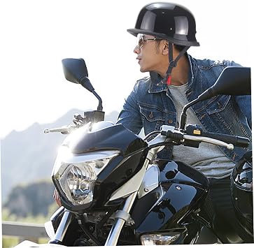 Bucket Helmet, German Style Motorcycle Helmet Adjustable Comfortable Vintage Half Face German Motorcycle for Adult Men Women