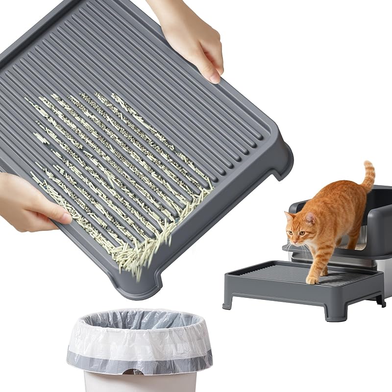 Tapete Coletor de Areia para Caixa de Gatos Bsadne em Plástico Lavável Cinza, 25,4 x 6,35 x 35,56 cm