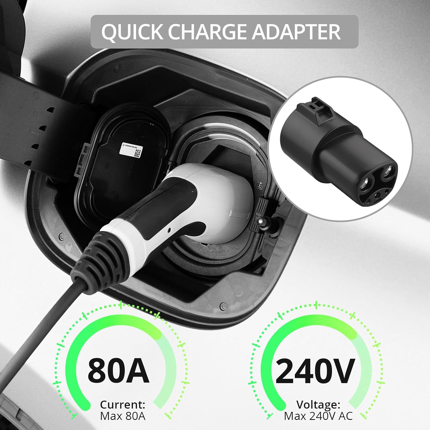 Justech J1772 to Tesla Charger Adapter, 80 AMP 240V Adapter for Tesla Fast Charging Compatible with Tesla Model 3/S/X/Y, Black