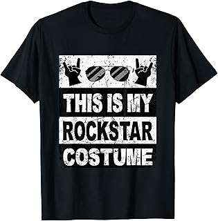 Retro Rockstar Costume Outfit Men Women Kids Adult Rock Star T-Shirt