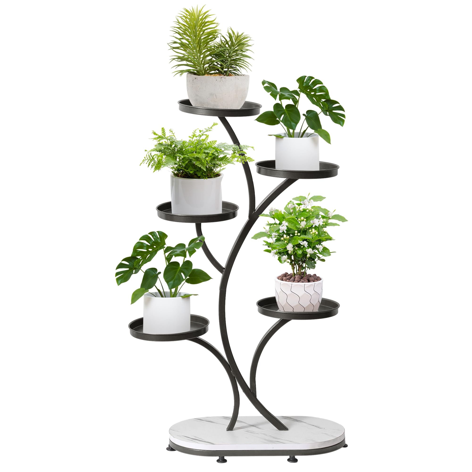 SSYH-WANG Black Plant Stand Indoor, 5 Tier Wood Metal Tall Shelf Multiple Plant Holders for Indoor, Outdoor, Corner, Living Room, Balcony, and Bedroom