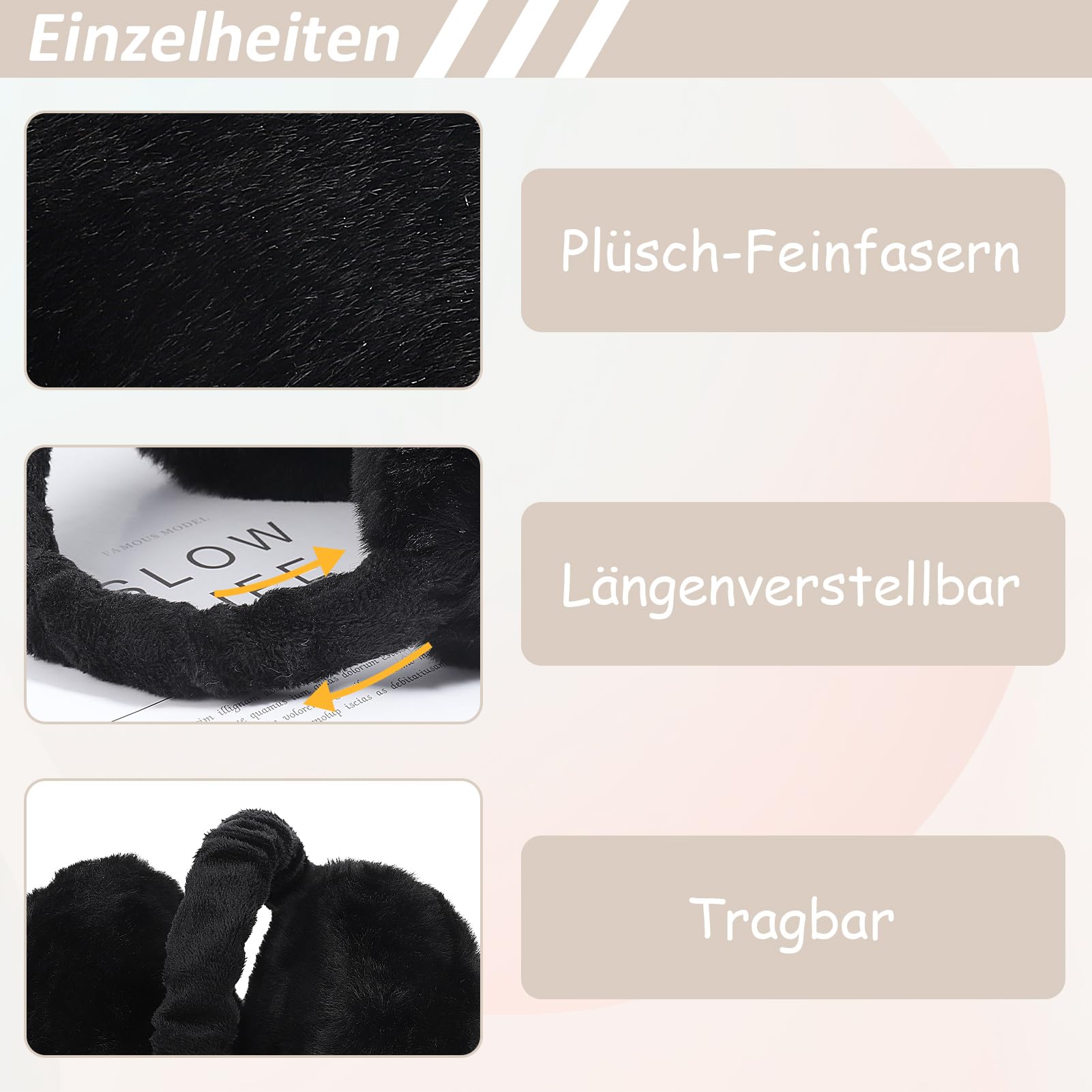 Apricitie Winter Ohrenwärmer Faltbare Ohrenschützer Verstellbarer Plüsch Ohrenschützer Warme Earmuffs Ear Muffs Ear Warmers Kälteschutz Winterzubehör für Damen Herren