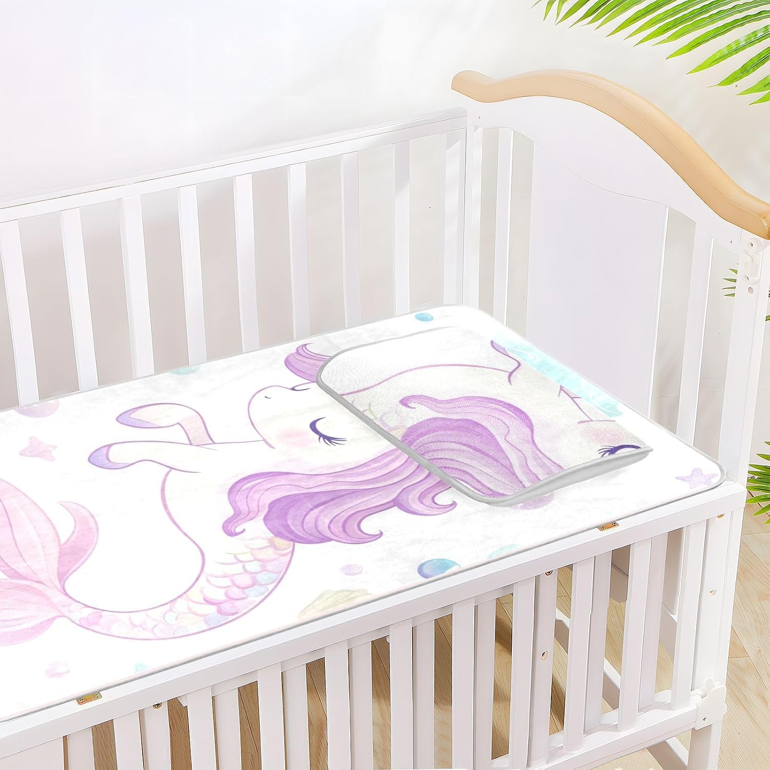 Cooling Baby Crib Mattress 28" x 52"Washable Bed Pads for Kids for Baby&Toddler Cartoon Cute Dream Mermaid Unicorns