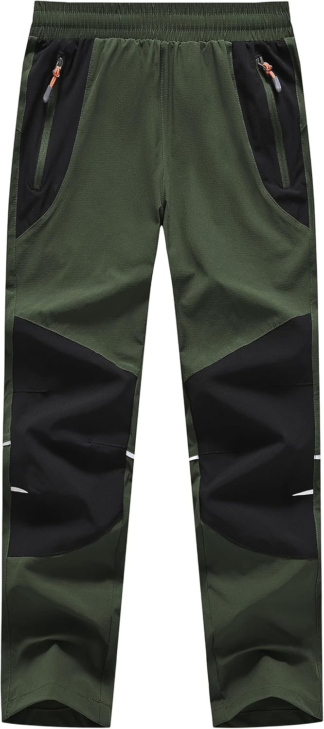 Boys Hiking Pants Kids Lightweight Outdoor Camping Pants Girls Quick Dry Waterproof Trousers with Zipper Pockets
