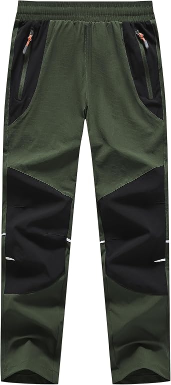 Boys Hiking Pants Kids Lightweight Outdoor Camping Pants Girls Quick Dry Waterproof Trousers with Zipper Pockets