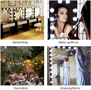 White Led Illuminated Ball Lamp For Hollywood Style 10 Piece Makeup Table Mirror