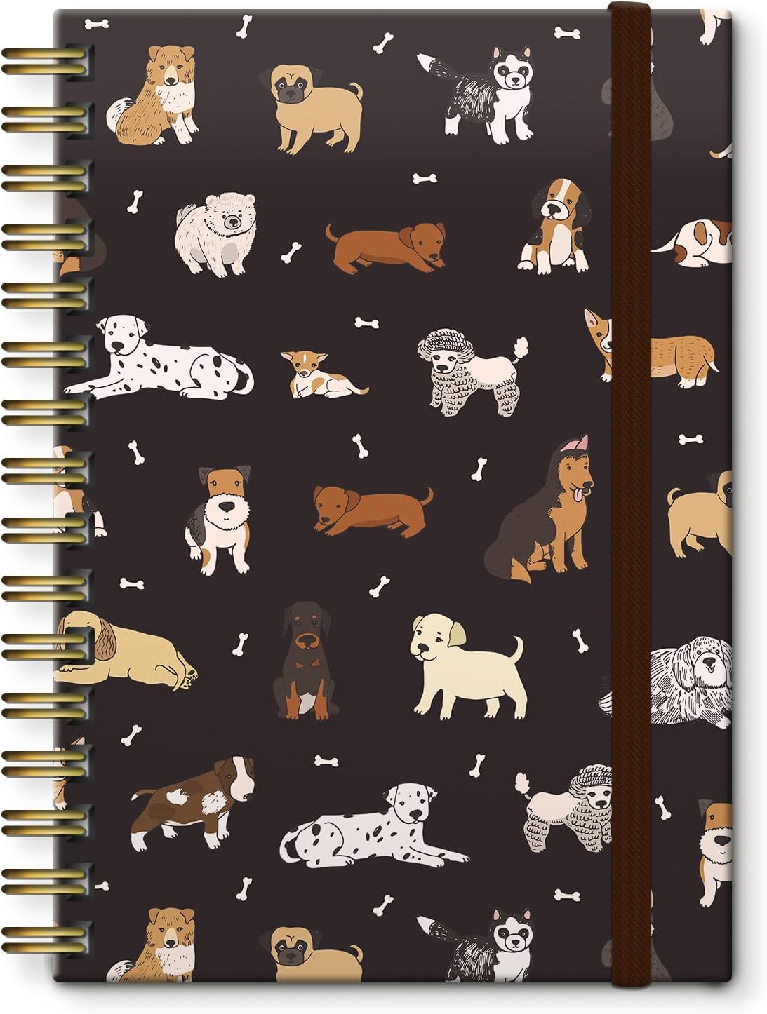 Cute Spiral Journal Notebook,Binding with Premium Paper for Girl Women,Cool Funny 120 Pages,100gsm A5 College Ruled NotebookJournal,Perfect for Gifts Nurse Teacher Women(Cute dogs Black)