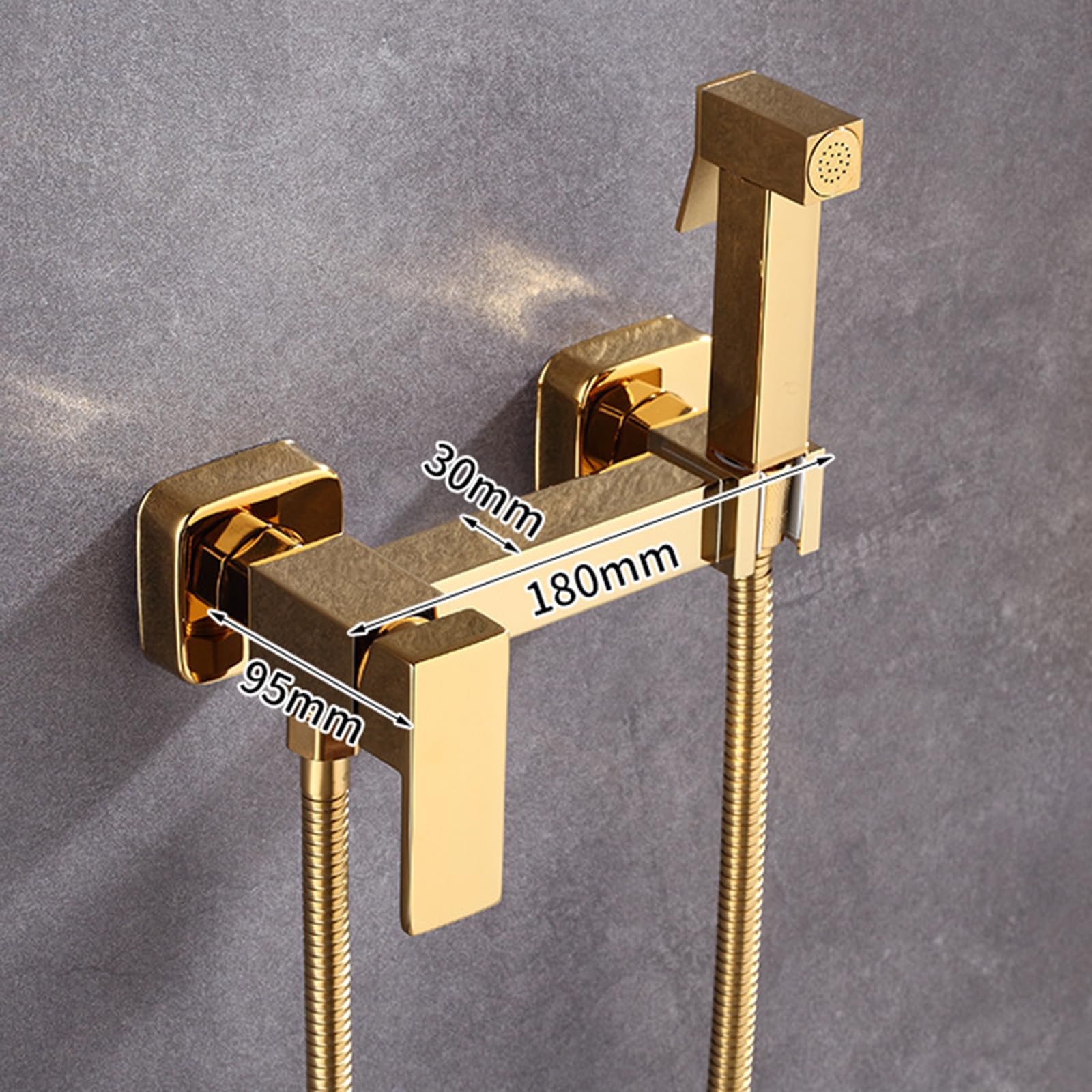 Pulvérisateur de Bidet de Toilette Laiton Kit Douchette Wc Mural pour L'Hygiène Personnelle,Noir,Carré