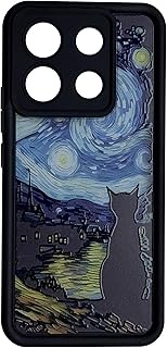 جراب حماية من السيليكون والبولي يوريثين المقاوم للحرارة لحماية الكاميرا مع نقشات مطبوعة ثلاثية الأبعاد بشاومي ريدمي نوت 13 برو شبكة الجيل الرابع 4G وبوكو M6 برو شبكة الجيل الرابع 4G، تصميم قطة مختبئة