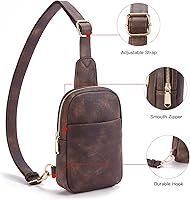 Vista 158 de Telena Riñonera pequeña para mujer, de cuero, cangureras, bolsa de pecho para mujer