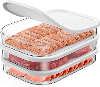 Refrigerator organizers and storage,deli Meat Container for Fridge,Stackable Food Storage Boxes with Lid for Cold Cuts,Bacon Lunch Meat Container for Refrigerator,3PCS,BPA Free