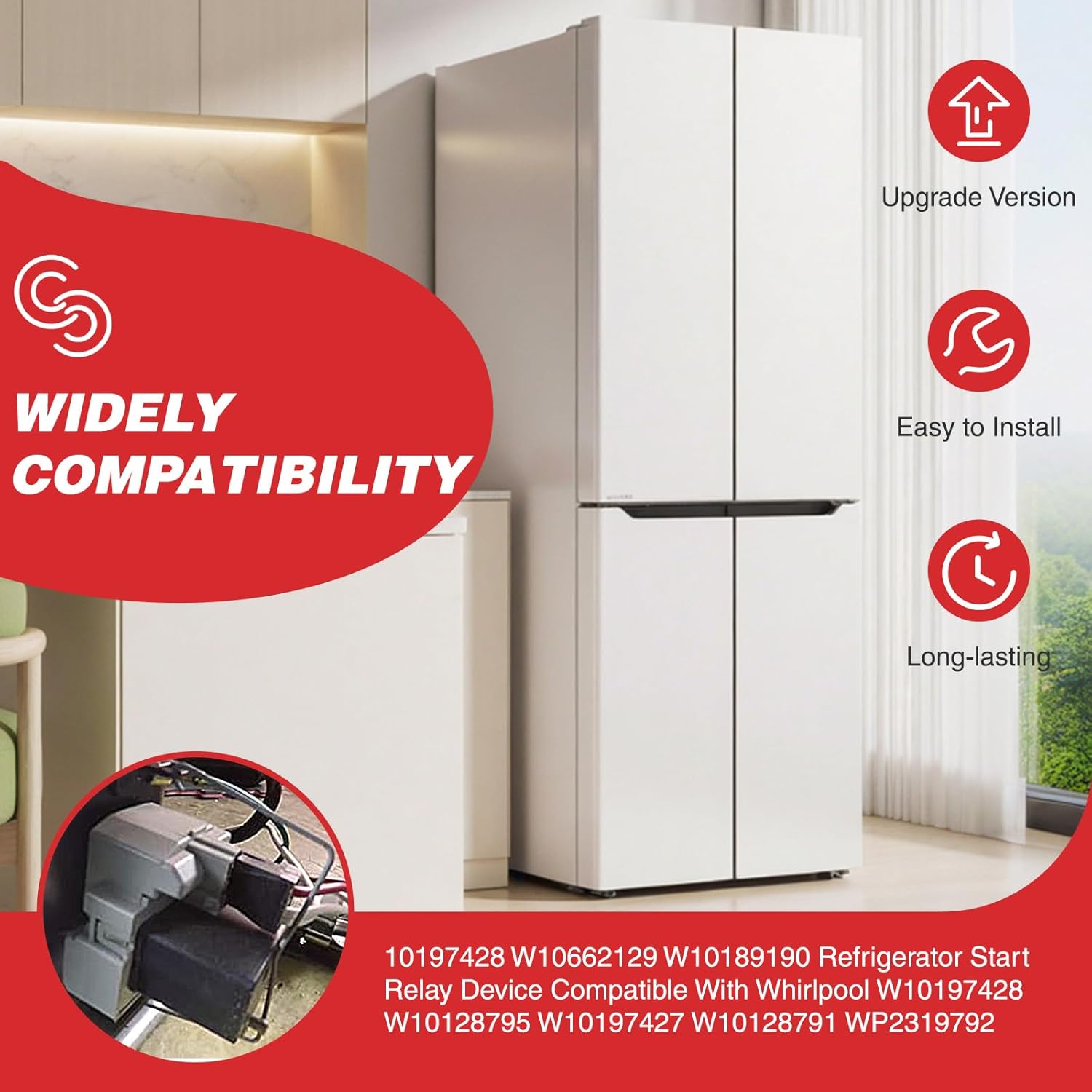 W10197428 W10662129 W10189190 Refrigerator Start Relay Device Compatible With Whirlpool W10197428 W10128795 W10197427 W10128791 WP2319792