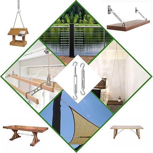 Miniatura 53 de Tensor de ojo y ojo M6, tensor de acero inoxidable 304 resistente tensión de cuerda de alambre 5 PC