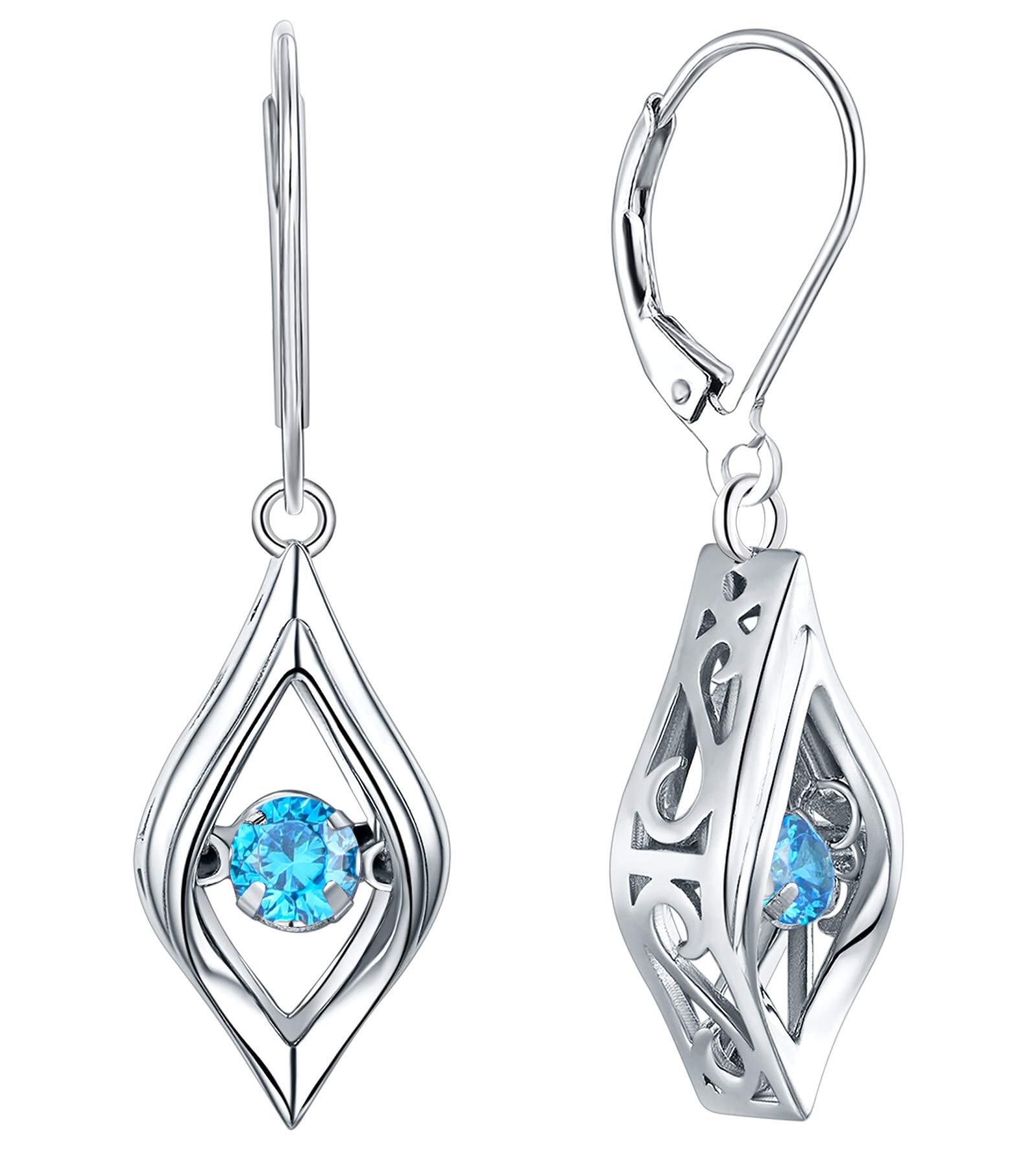 YLEye Earrings 925 Sterling Silver Polished Dangle Drop Earring Birthstone Jewelry for Women