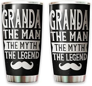 Tumlare med sugrör och lock isolerad resemugg miljövänliga termiska kaffekoppar för pappa mamma syster 590 Ml Granda The Man The Myth The Legend- bästa mormor kaffemugg resa rolig mustasch presenter