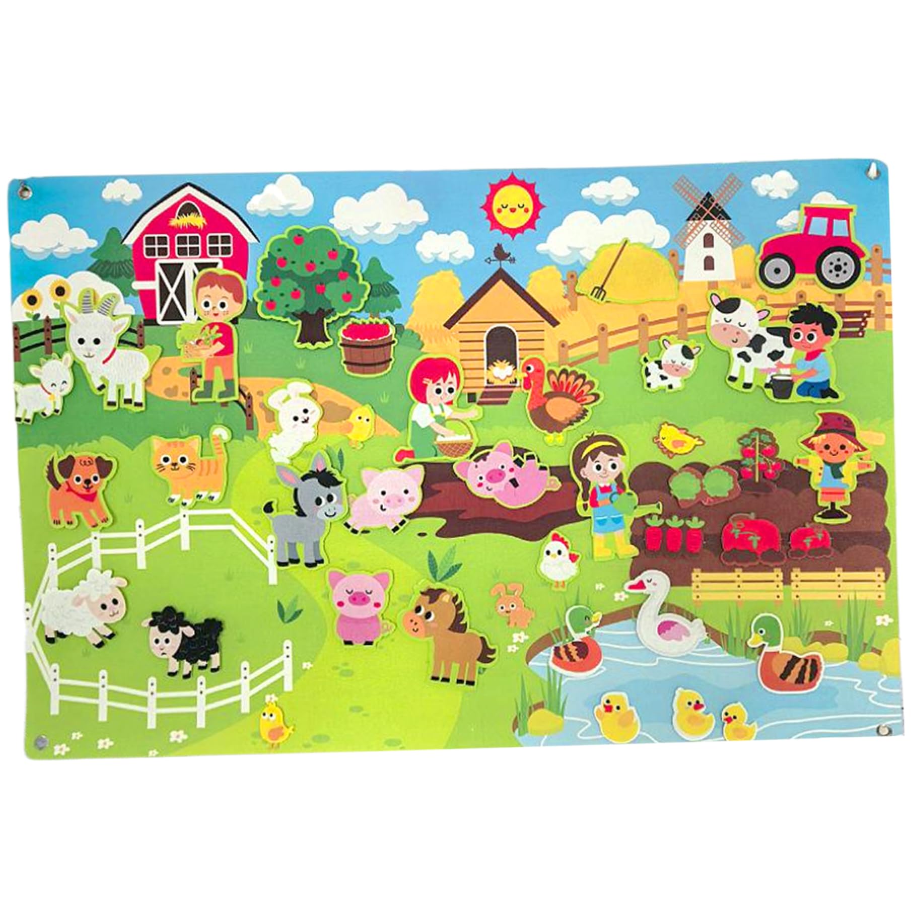 1 juego de tableros de fieltro, juegos de cuentos, tablero de fieltro de animales de granja de 41x30 pulgadas para niños pequeños, actividades de pared de aprendizaje temprano para niños pequeños