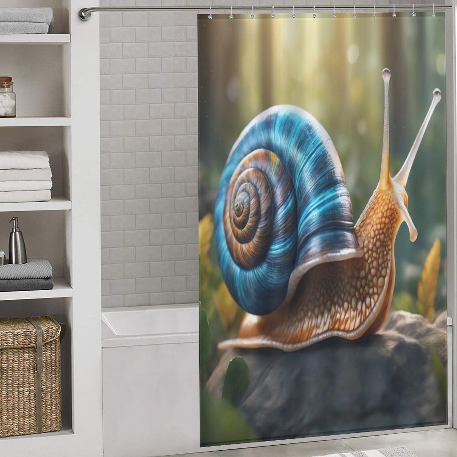 Rideau de douche escargots pour salle de bain propre et sans éclaboussures
