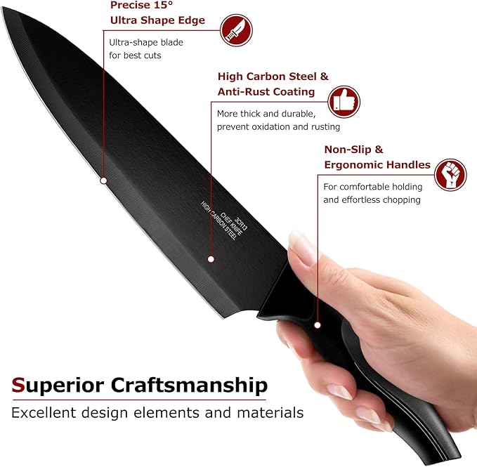 Set Cuchillos Cocina 15 Piezas Acero Inoxidable Base y Afilador miniatura 3