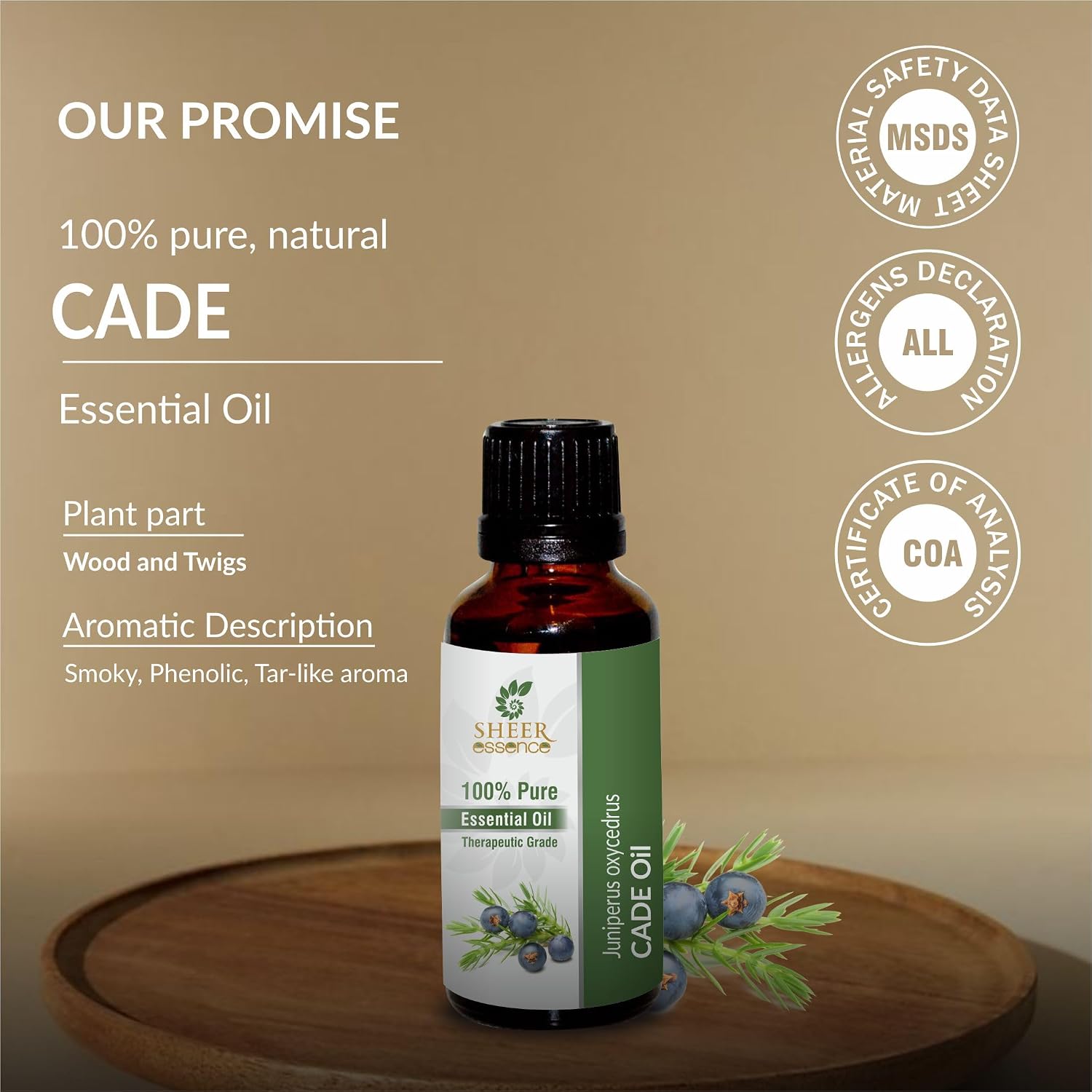 Cade Oil (Juniperus Oxycedrus) Essential Oil 100% Pure Natural Undiluted Uncut Therapeutic Grade Oil 1.69 Fl.OZ