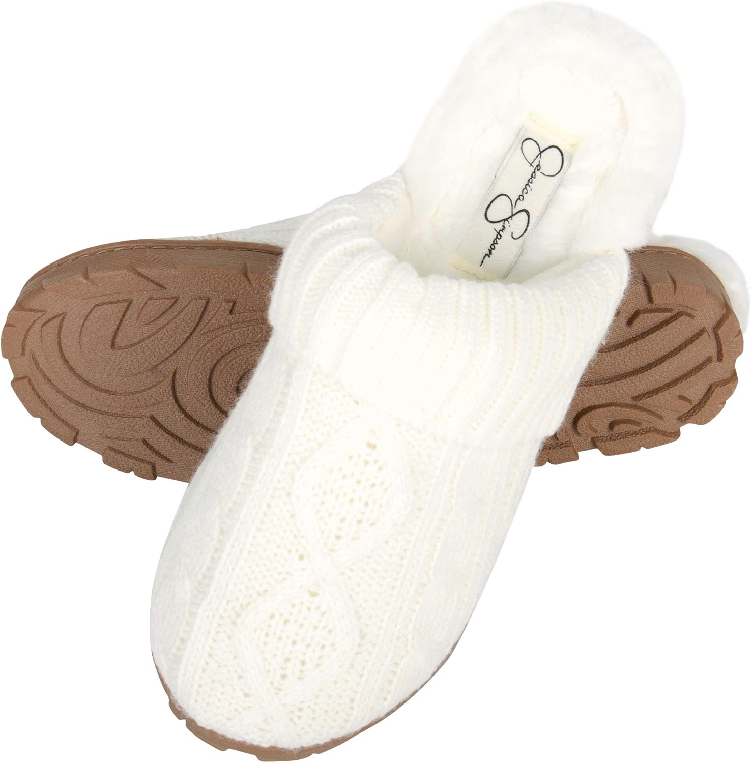 Jessica Simpson Women’s Soft Knit Memory Foam Clog Slippers with Indoor/Outdoor Sole