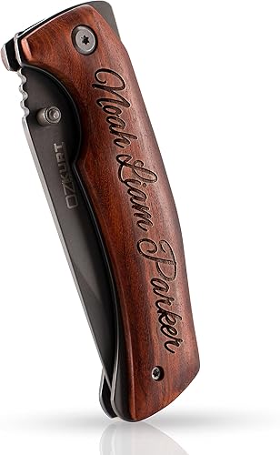 Miniatura 4 de Regalos para hombres, cuchillo de bolsillo personalizado con nombre, cuchillo plegable personalizado de acero inoxidable con 2 líneas de texto,