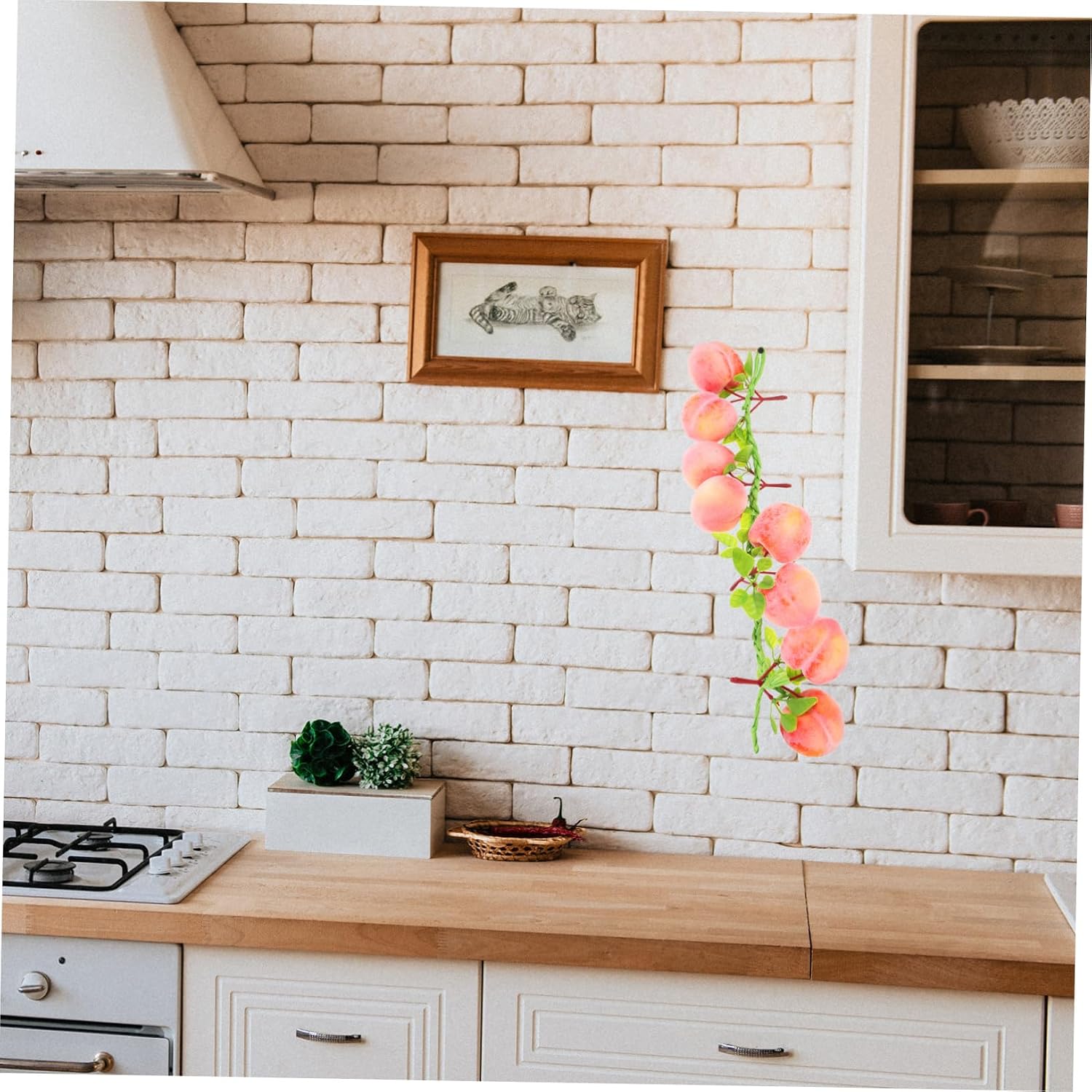 3pcs Artificial Peach Pendant Realistic Fake Fruit Prop Decorative Hanging Peaches for Kitchen Restaurant Home Decor and Photography Props