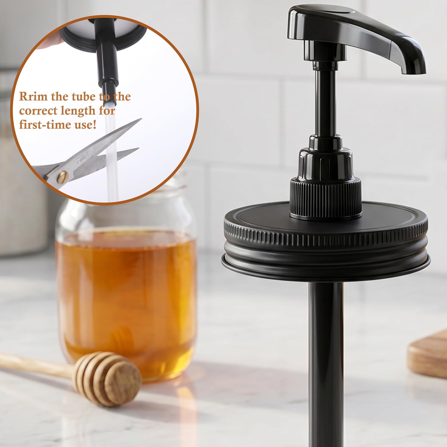 Syrup Sauce Honey Dispenser Pump Lid for Wide Mouth Mason Jar