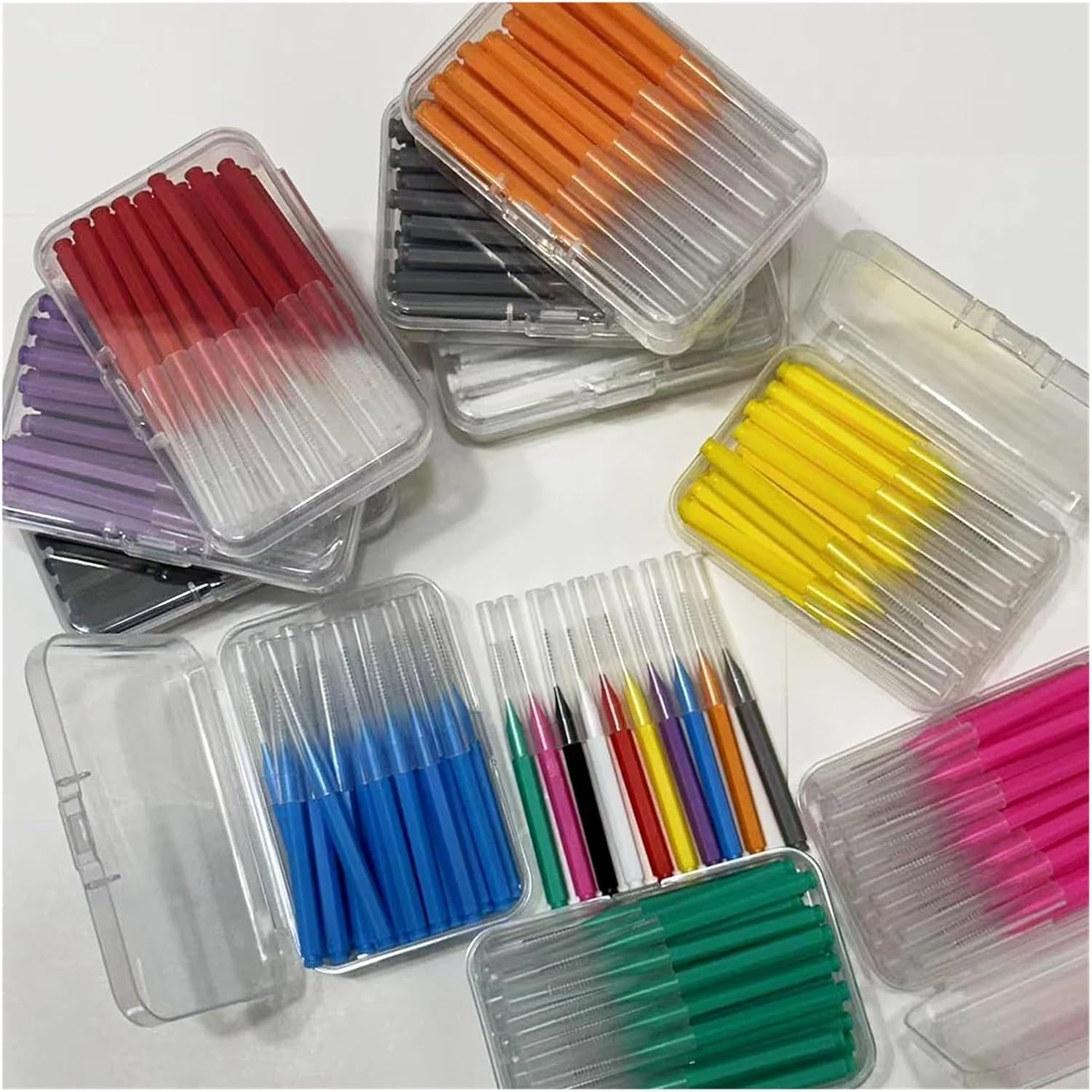 30pcs Interdental Brushes Dental Brush Between Teeth for Orthodontic Clean Cleaning Tools Soft(30Pcs 2 Box Orange)