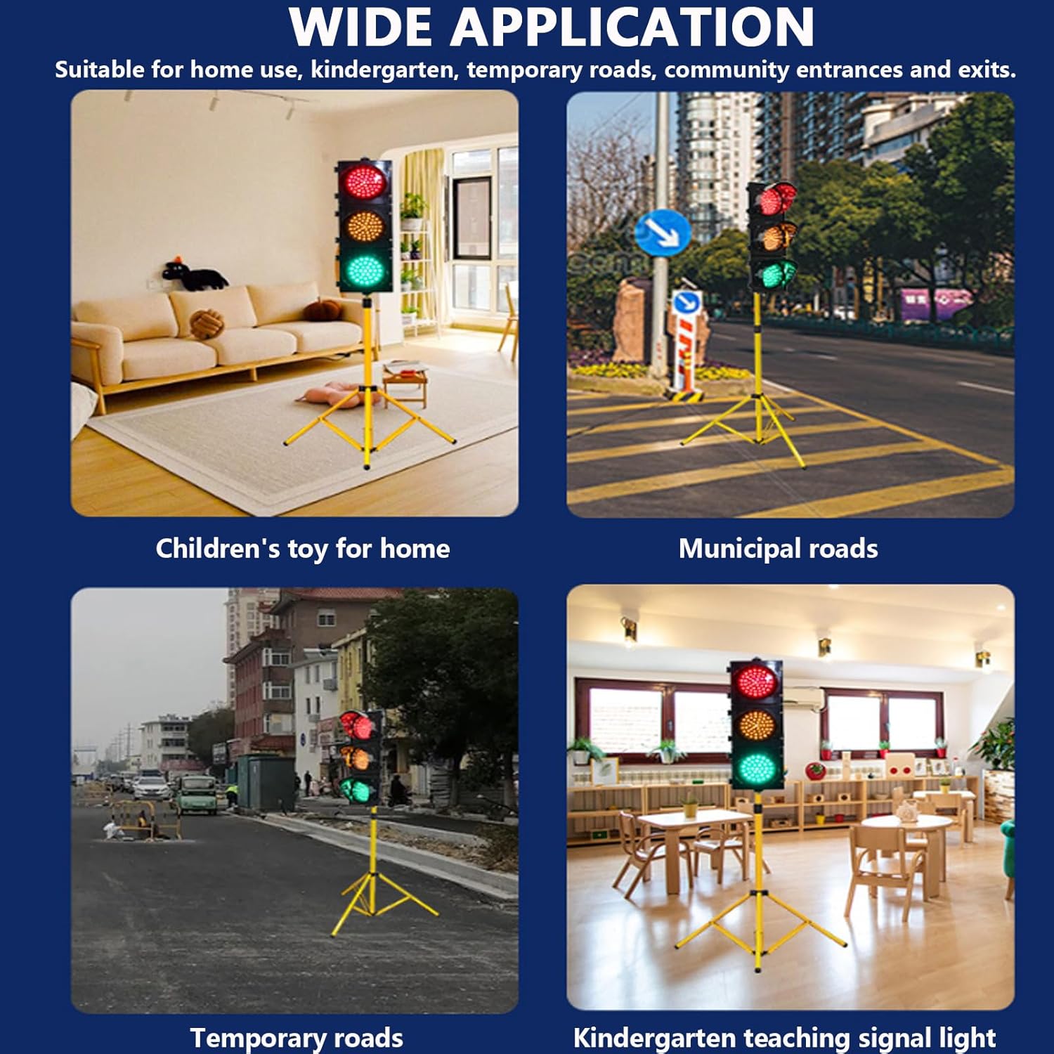 Floor Traffic Light for Classroom, 3-Color Stop Light Lamp with Remote Control, Adjustable Height Classroom Traffic Light for Traffic Safety Teaching, Temporary Road Signal Light 200-Type