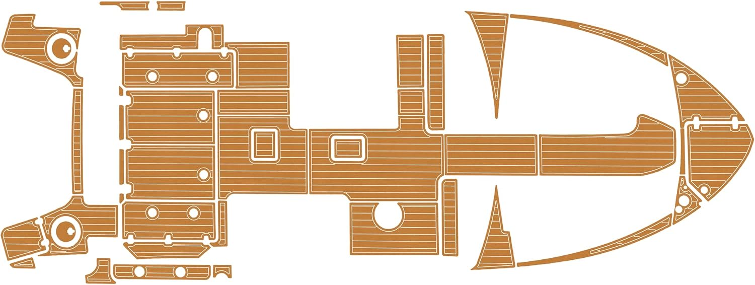 Marine Flooring mat for 2020-2024 Boston Whaler 280 Montauk Cockpit Sundeck Swim Platform Boat- 6mm EVA Faux Teak Decking Floor Seadek Non-Slip Marine Deck Mat Kit