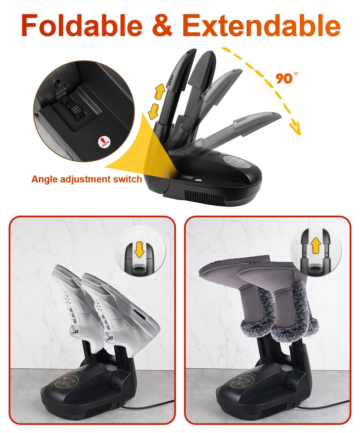 Schuhtrockner Mit Ozon Elektrisch Fußwärmer Schuhheizung Schuhwärmer Schuhe Stiefeltrockner Handschuhtrockner Trocken mit Wärmegebläse Faltdesign Schnelltrocknung für Schuhe Hüte Skischuhe