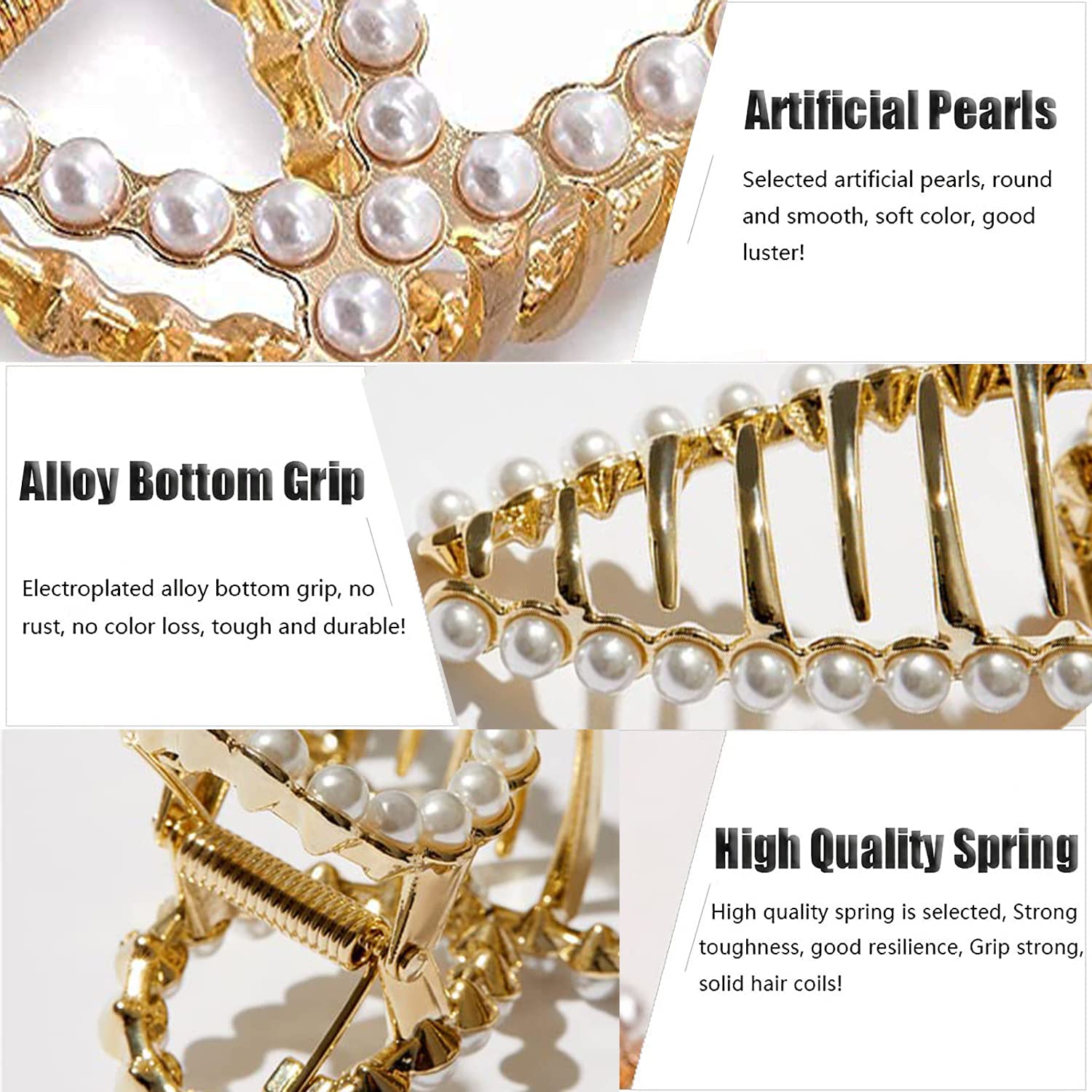 Hair Claw, Pearl Hair Clip, Strong Hold Hair Jaw Clips for Thick Hair, Fashion Hair Clips Accessories Gift for Women Girls Daughter Girlfriend image 3
